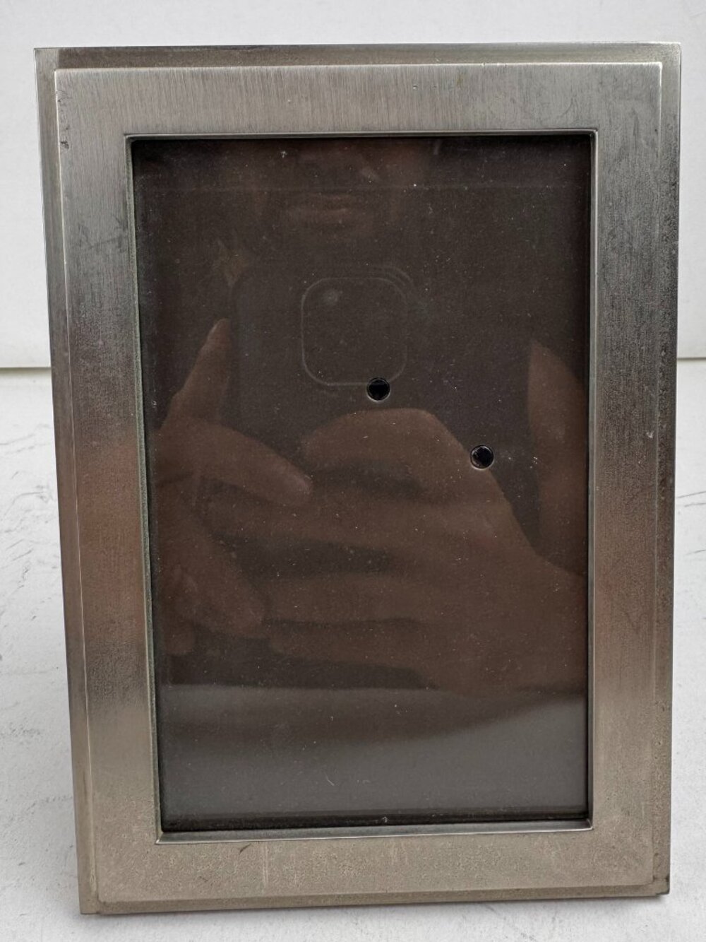 thomas o'brien vintage modern heavy brushed metal photo picture frame 4x6 inches